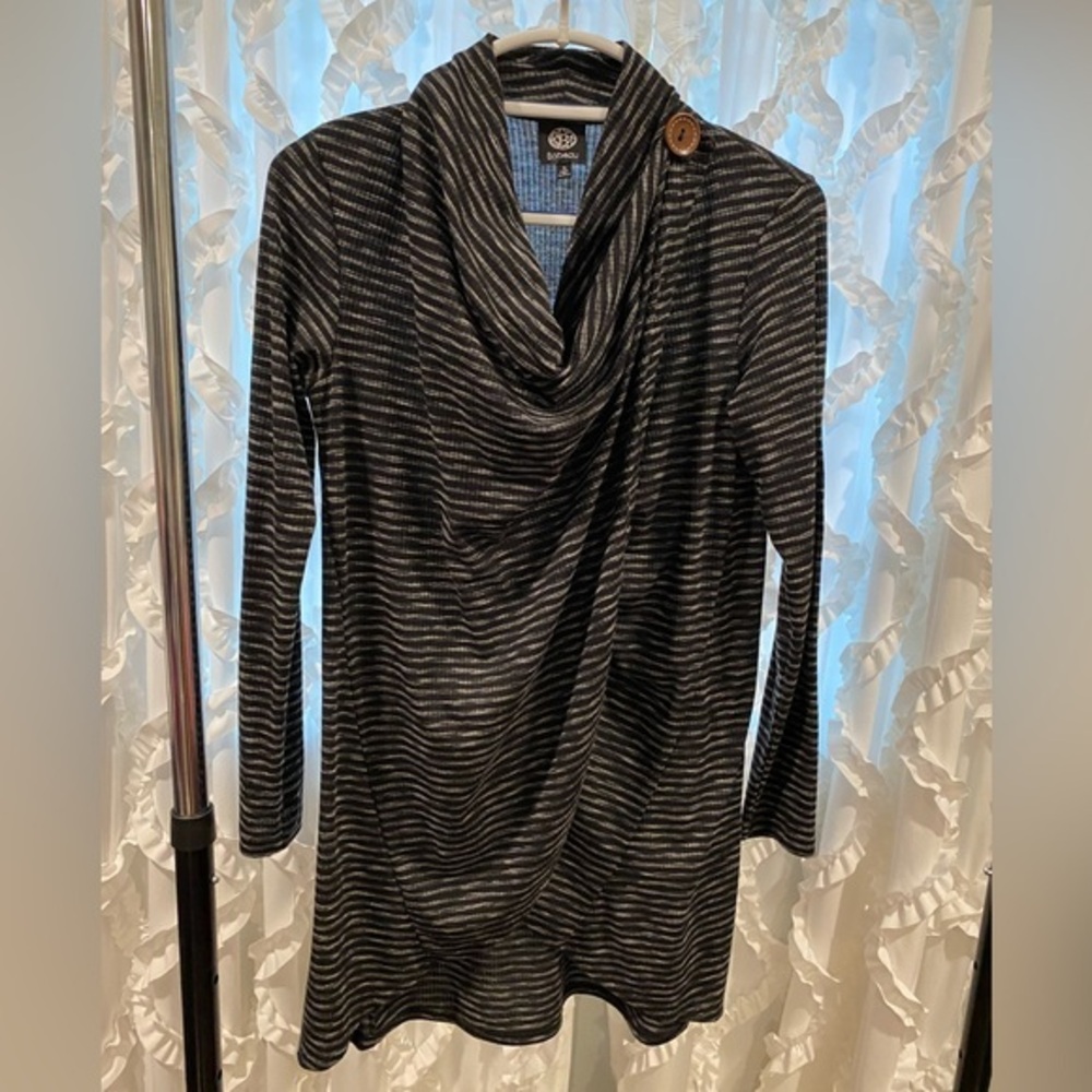 Great Condition Bobeau Black Gray Asymmetrical Wrap Cardigan Small